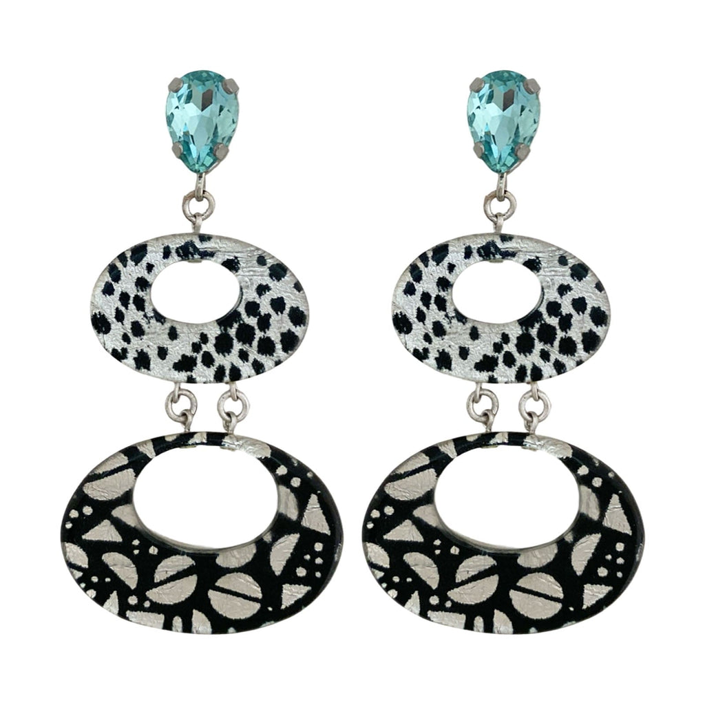 Silver Plated Earrings w/ Crystal & Resin