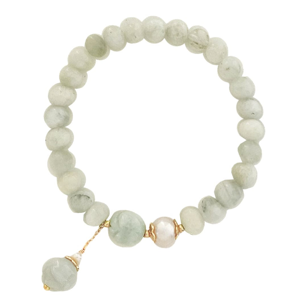 Glass Beads Bracelet w/ Freshwater Pearls & Pendant