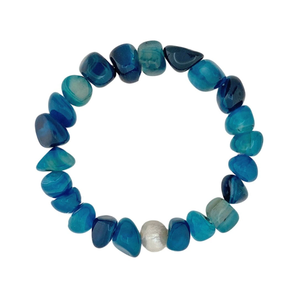 Freshwater Pearl Bracelet w/ Blue Agate