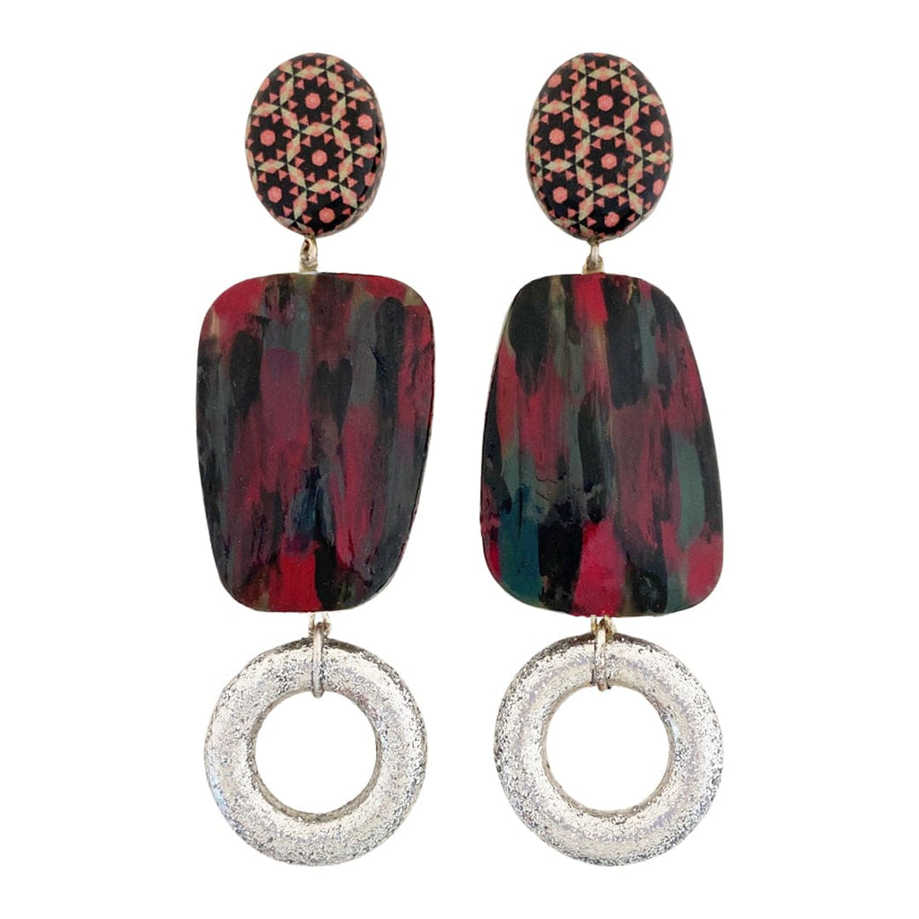 Green & Pink Earrings w/ Glitter