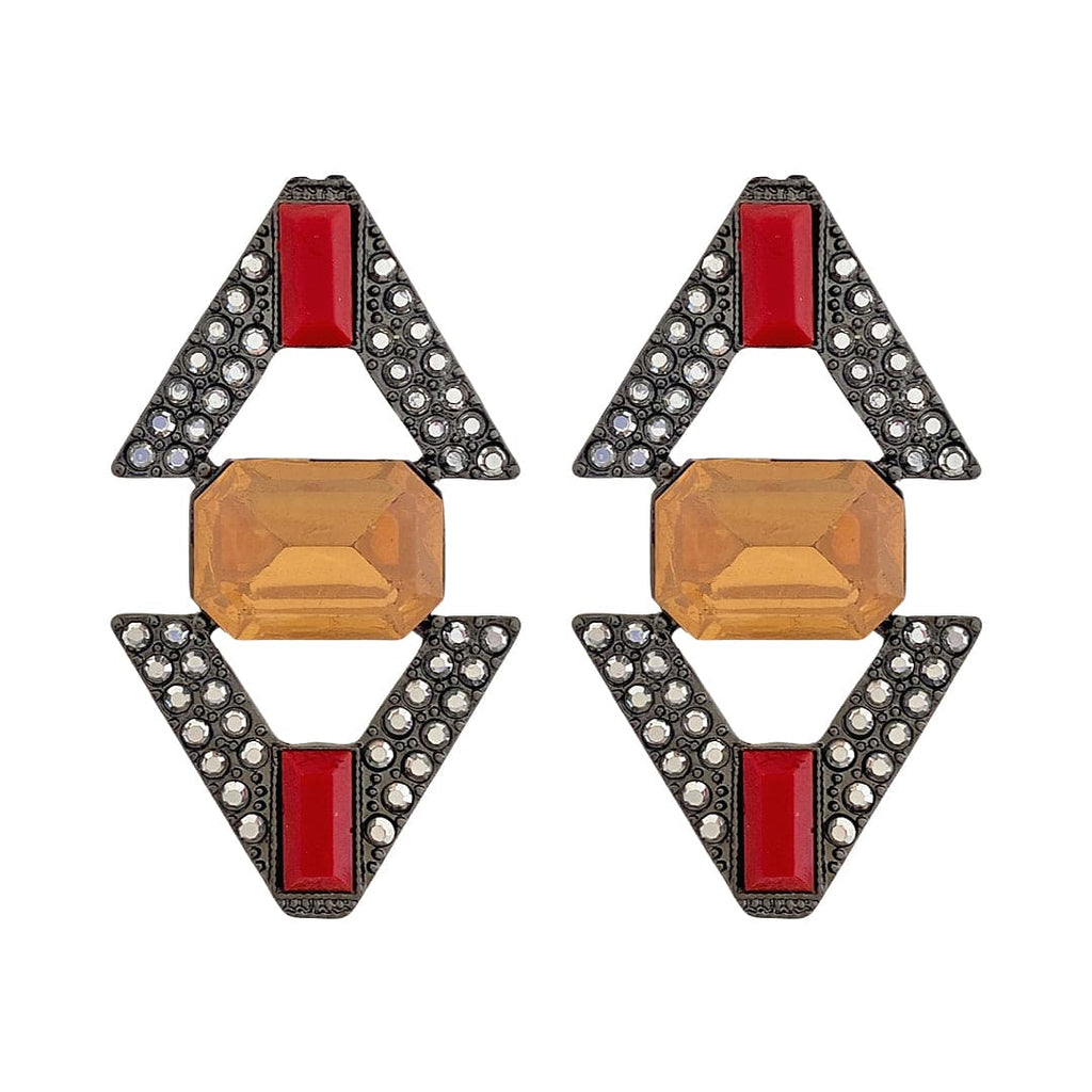 Earrings w/ Silver & Red Crystals