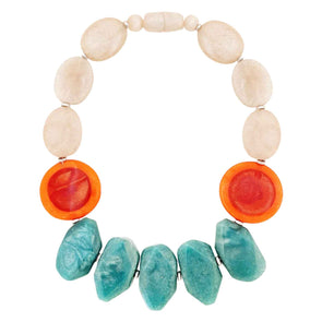 Blue & Orange Resin Necklace