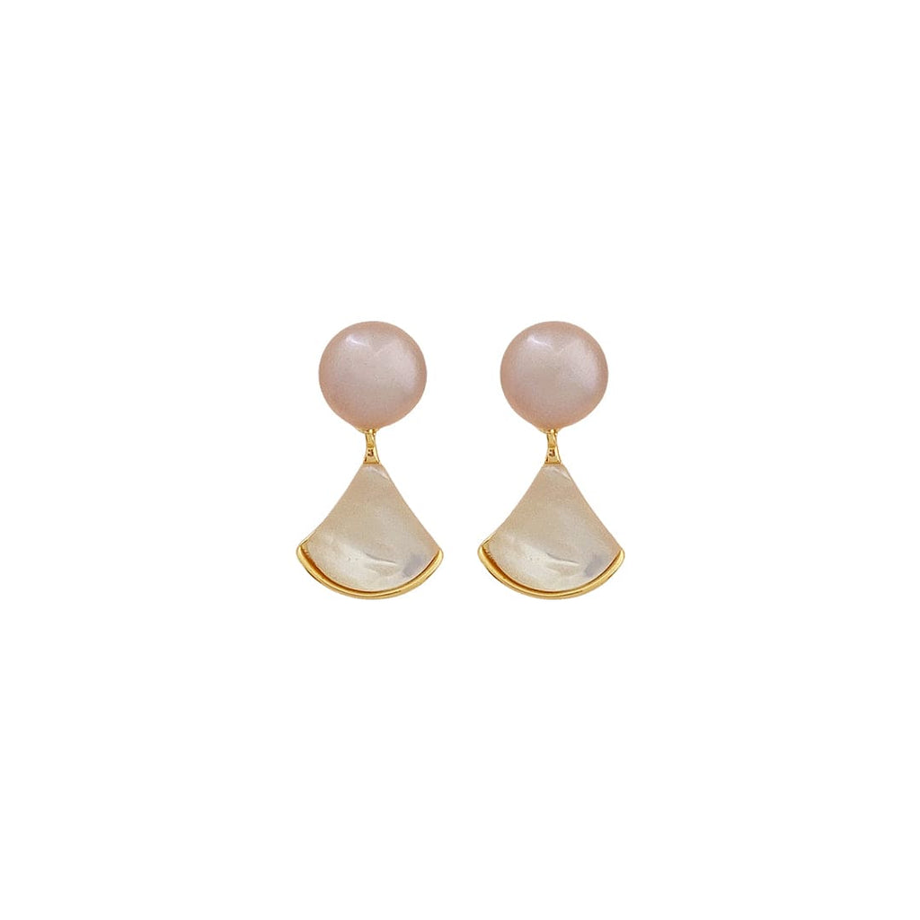 Mother of Pearl Golden Earrings w/ Baroque Pearl