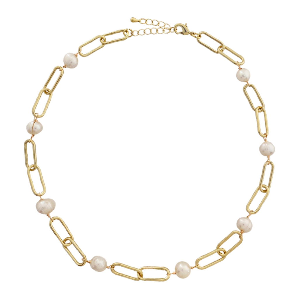 Golden Necklace w/ Baroques Pearls
