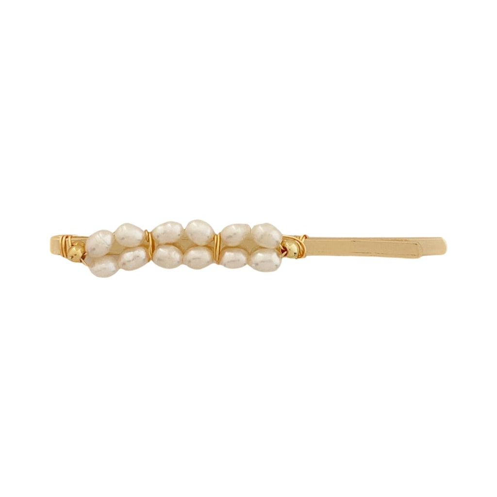 Golden Hairclip w/ Freshwater Pearls