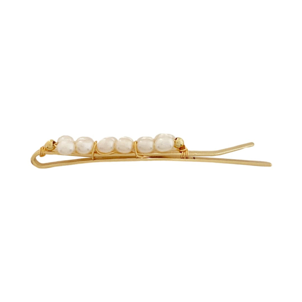 Golden Hairclip w/ Freshwater Pearls