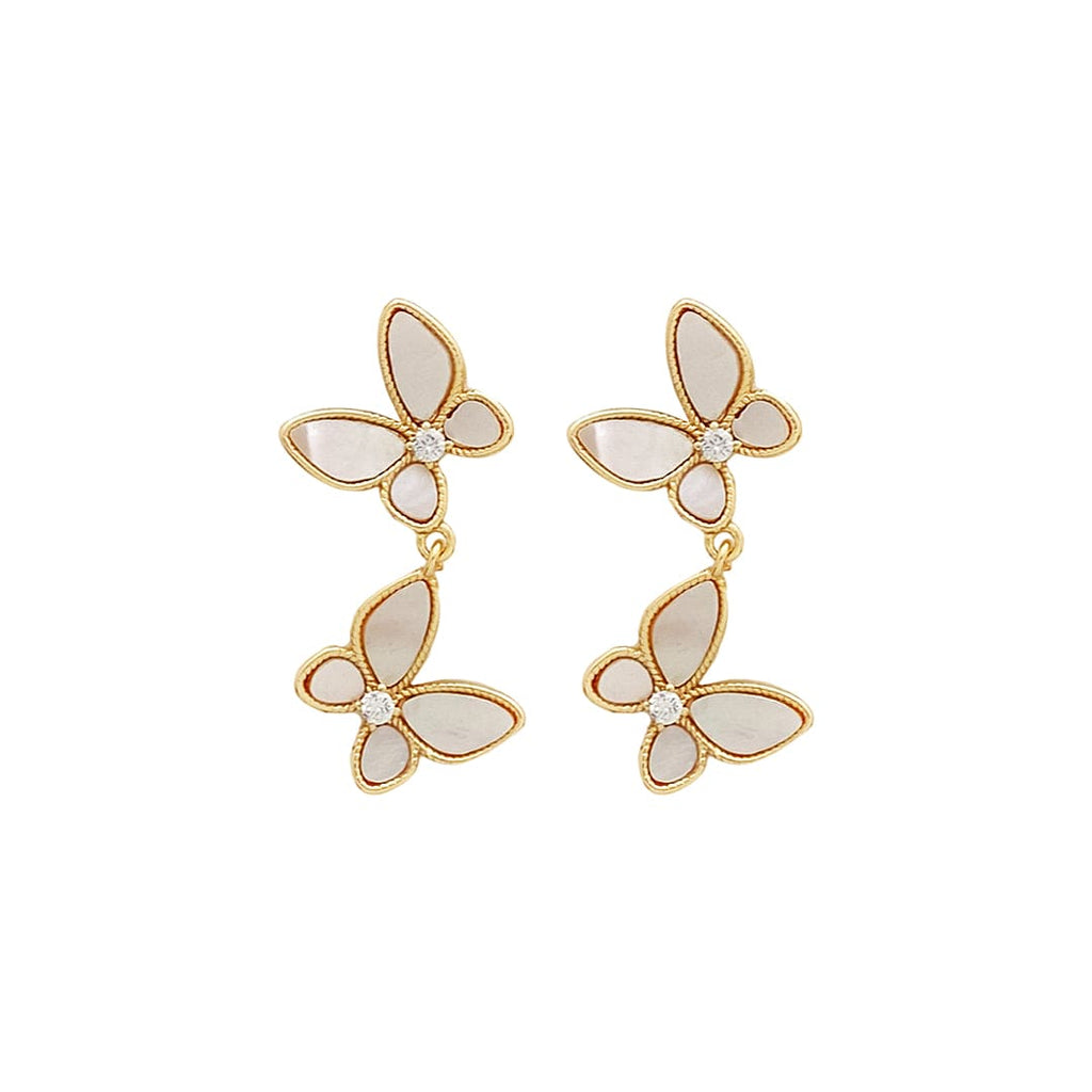 Butterfly Mother of Pearl Earrings w/ Cultured Pearls
