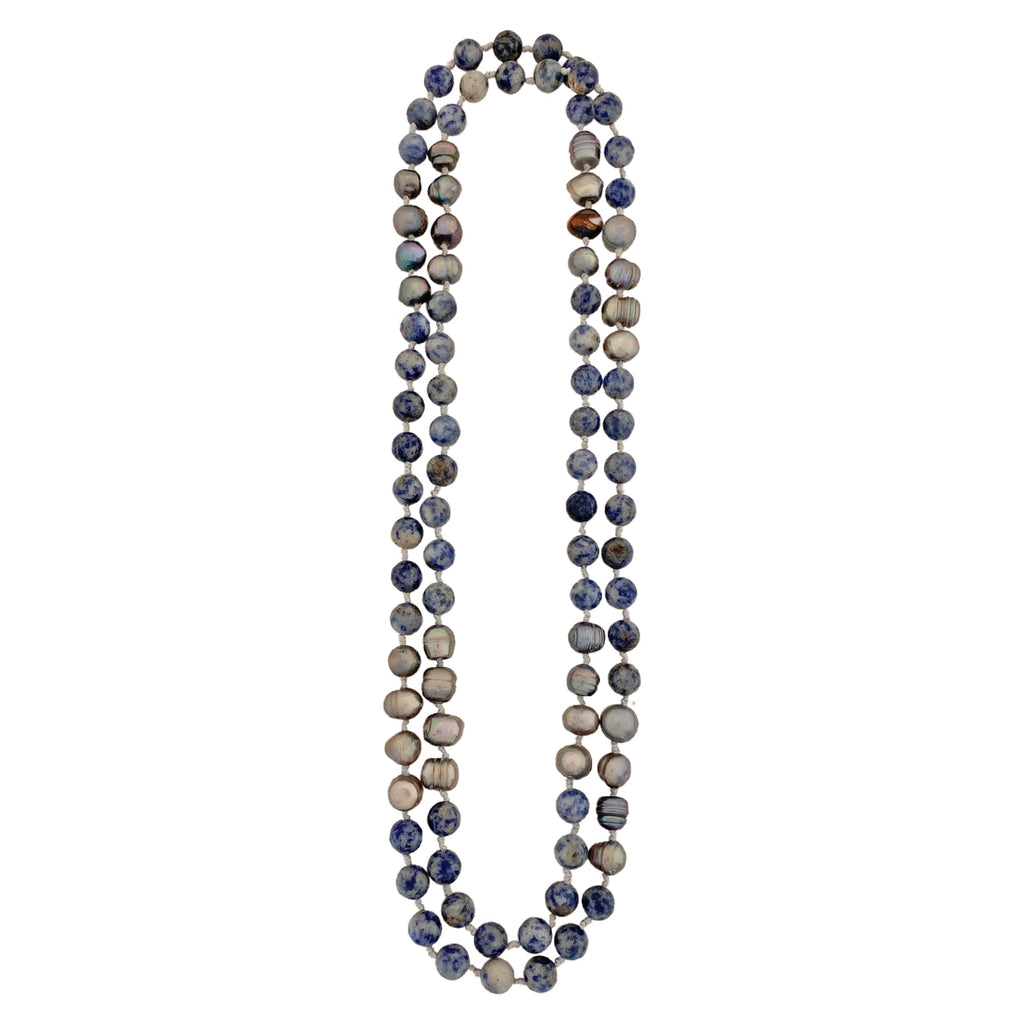 Blue Stone Necklace & Baroque Pearl