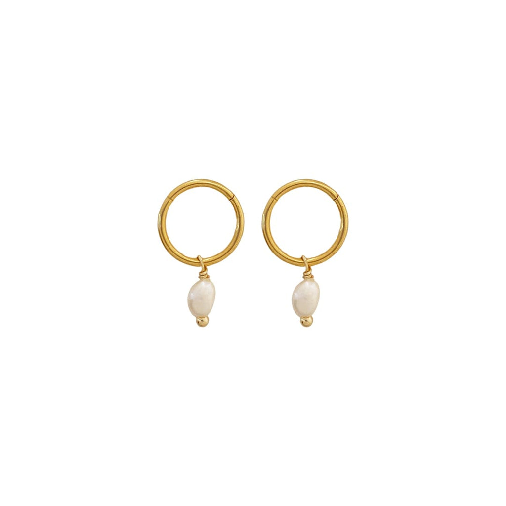 Golden Earrings w/ Freshwater Pearl