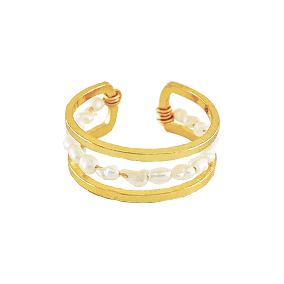 Golden Ring w/ Freshwater Pearls