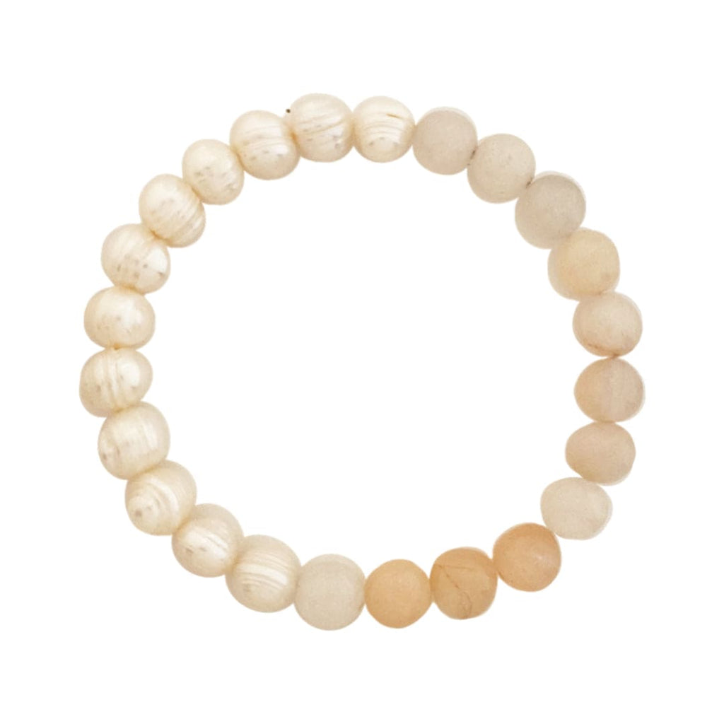 Baroque Pearl Bracelet w/ Salmon Glass Beads