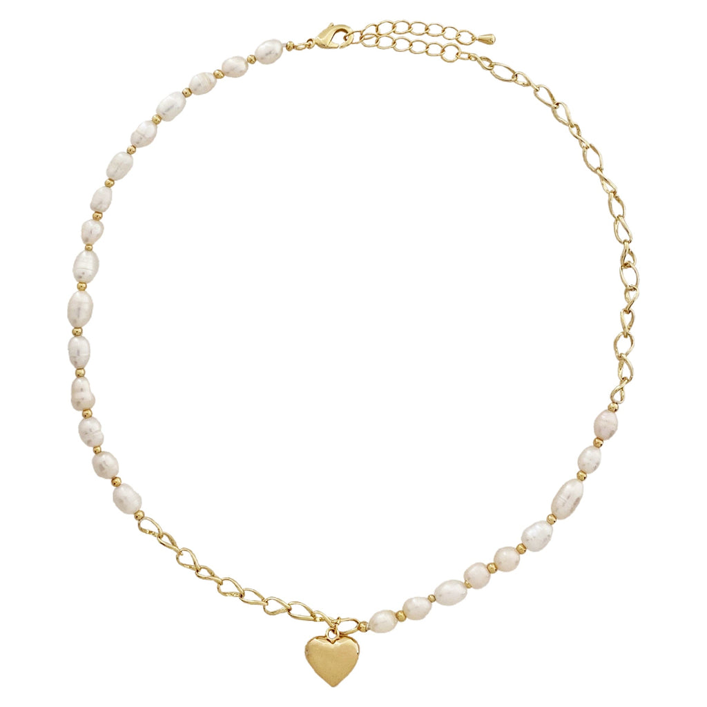 Freshwater Pearls Necklace w/ Golden Heart