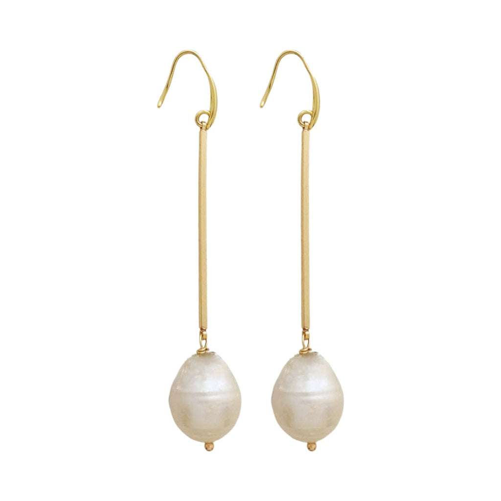 Golden Earrings w/ Baroque Pearl