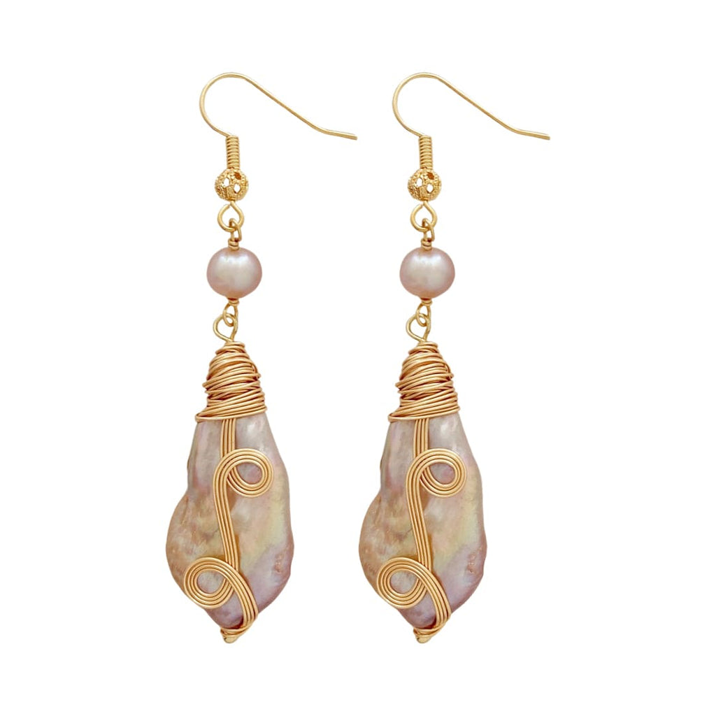Golden Earrings w/ Baroque Pearls & Golden Details