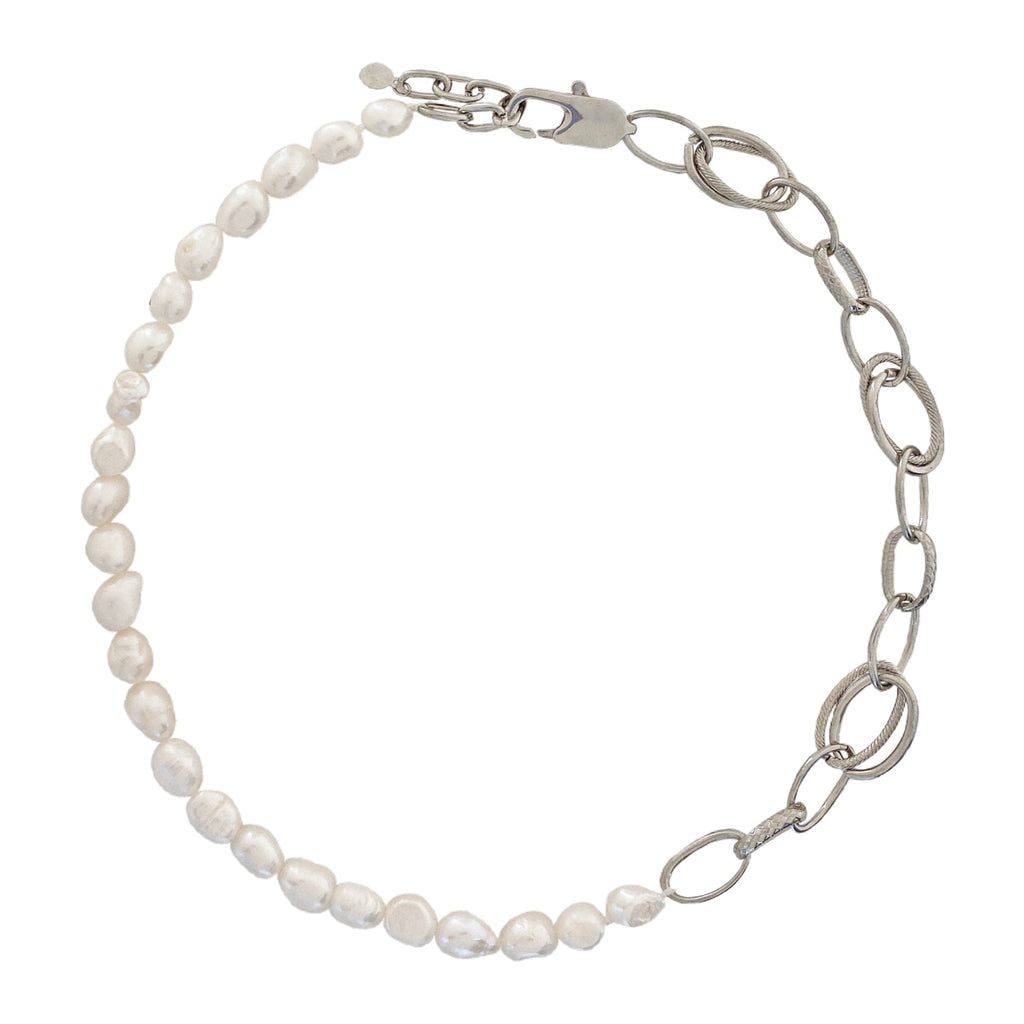 Baroque Pearls Necklace w/ Silver Chain