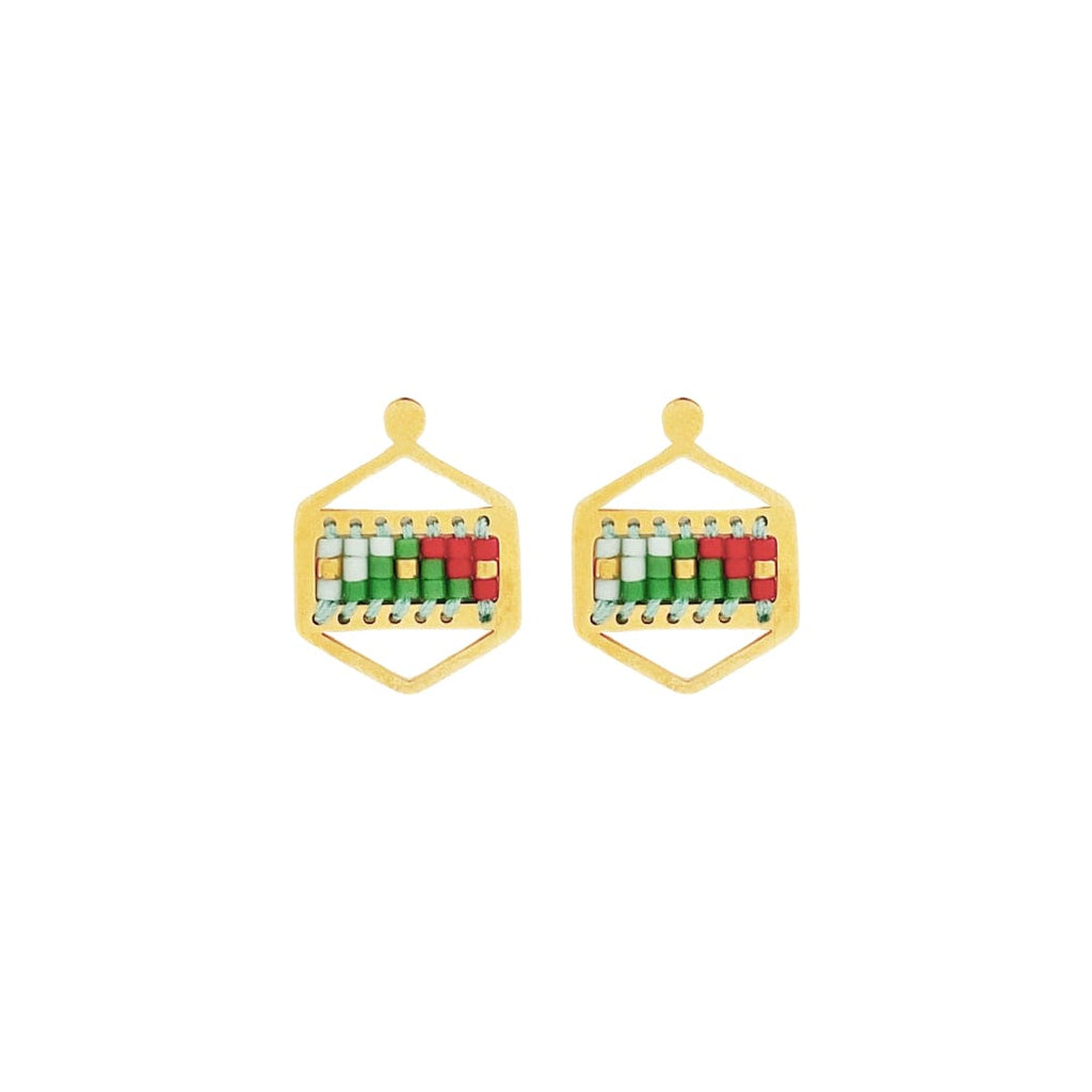 Golden Earrings w/ Colorful Beads