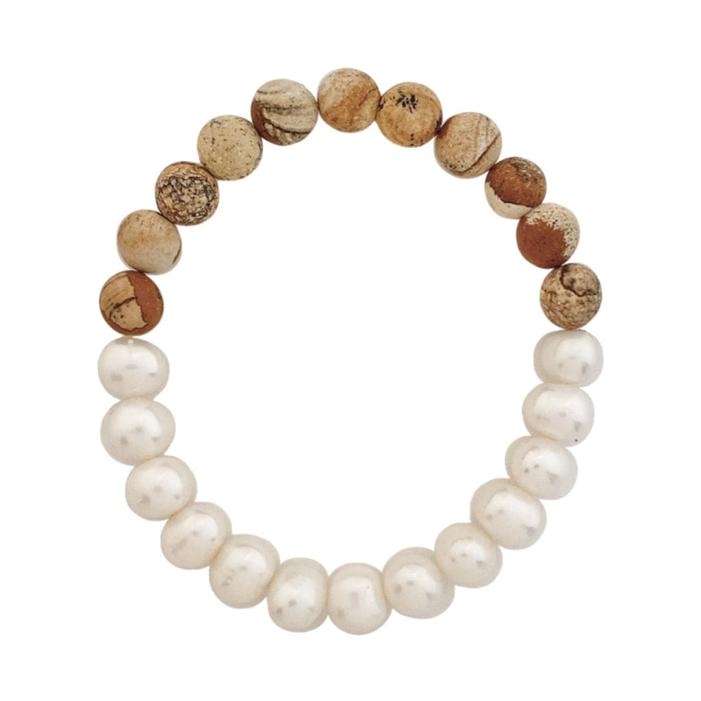 Baroque Pearl Bracelet w/ Brown Stones