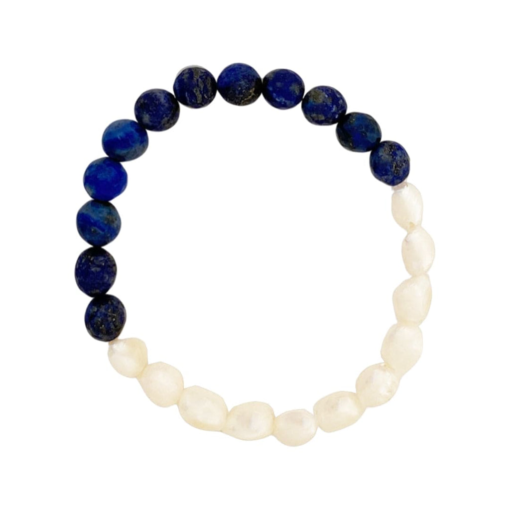 Freshwater Pearls Bracelet w/ Lapis Lazuli