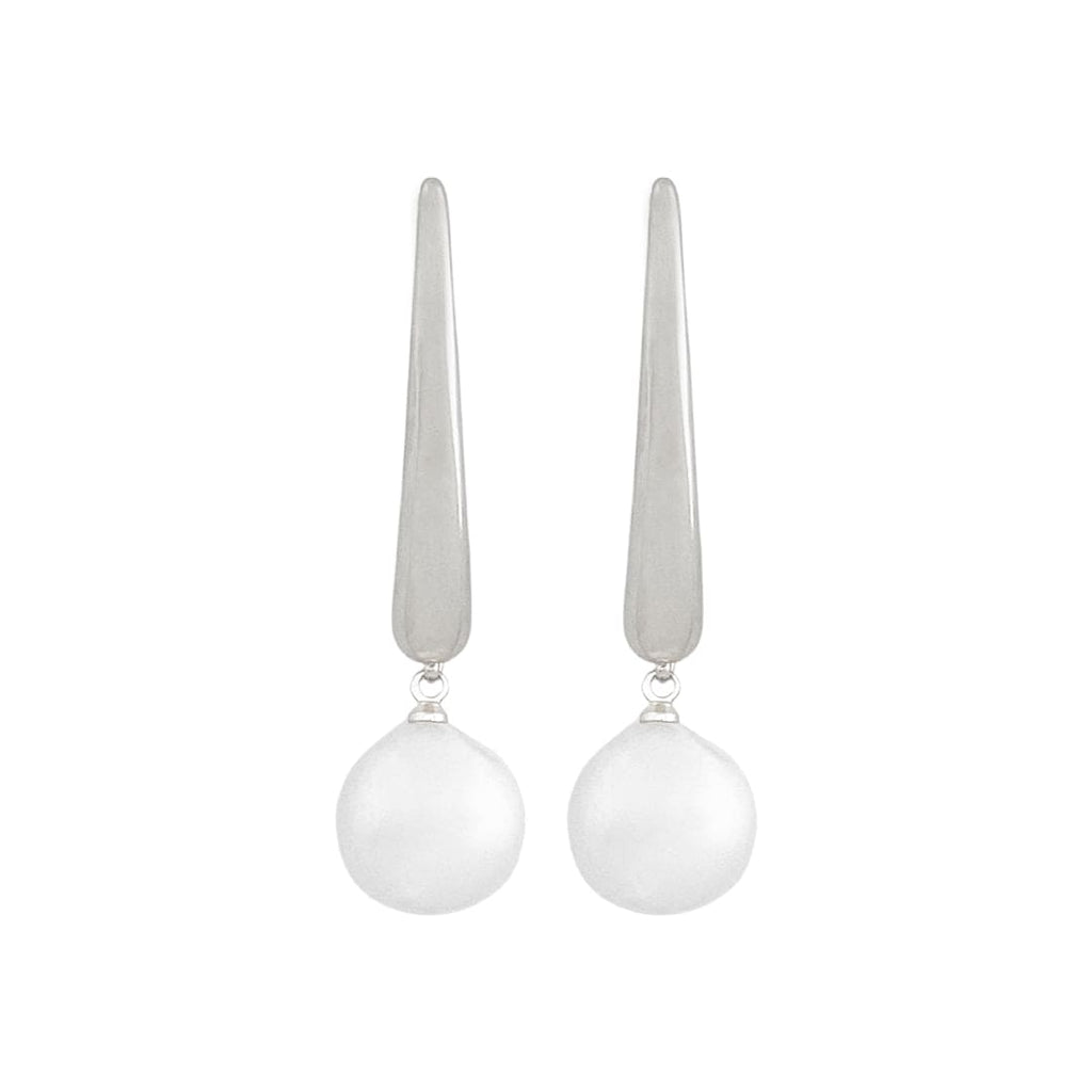 Silver Plated Earrings w/ Natural Pearl