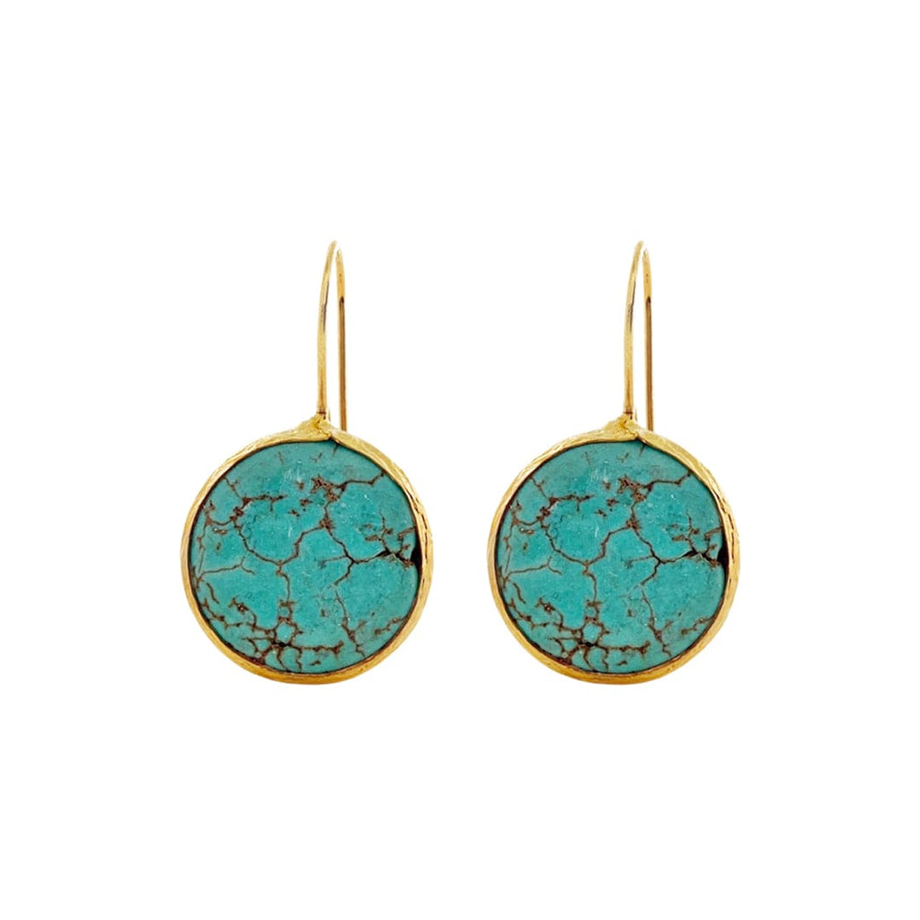 Golden Earrings w/ Turquoise  Natural Stone