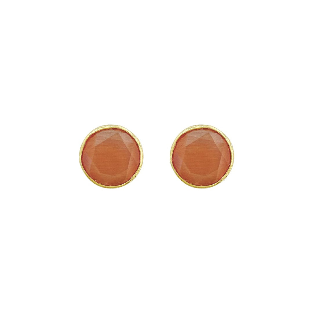 Golden Earrings w/ Peach Natural Stone