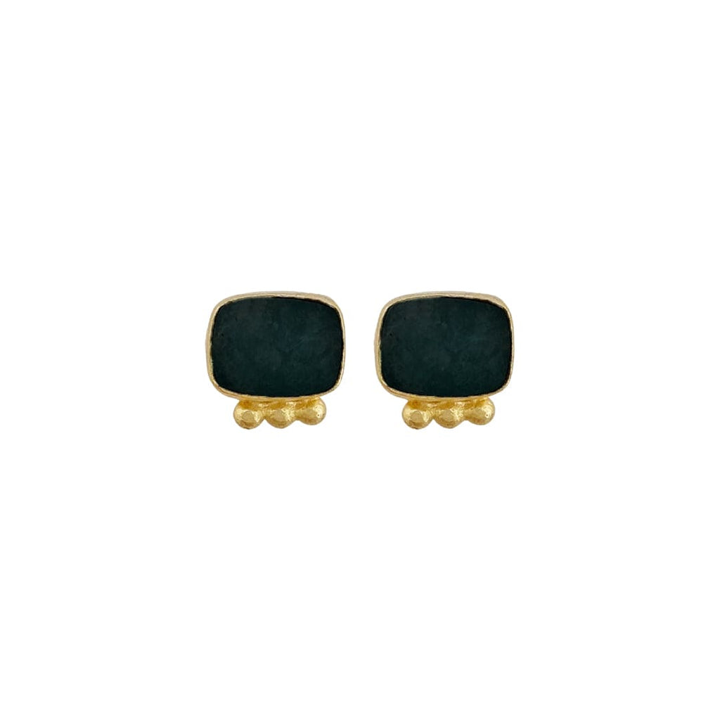 Golden Earrings w/ Labradorite Stone
