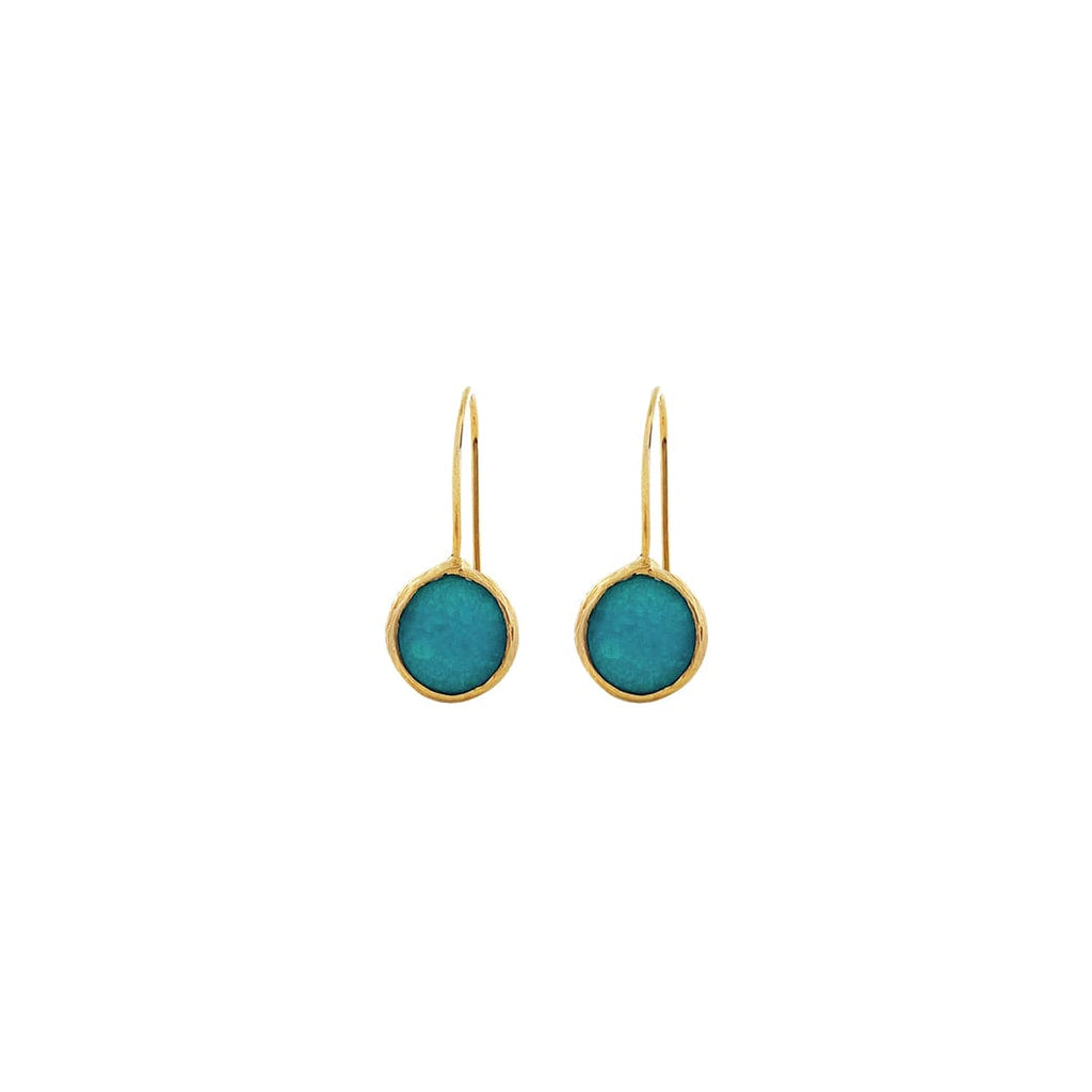 Golden Earrings w/ Turquoise Natural Stone