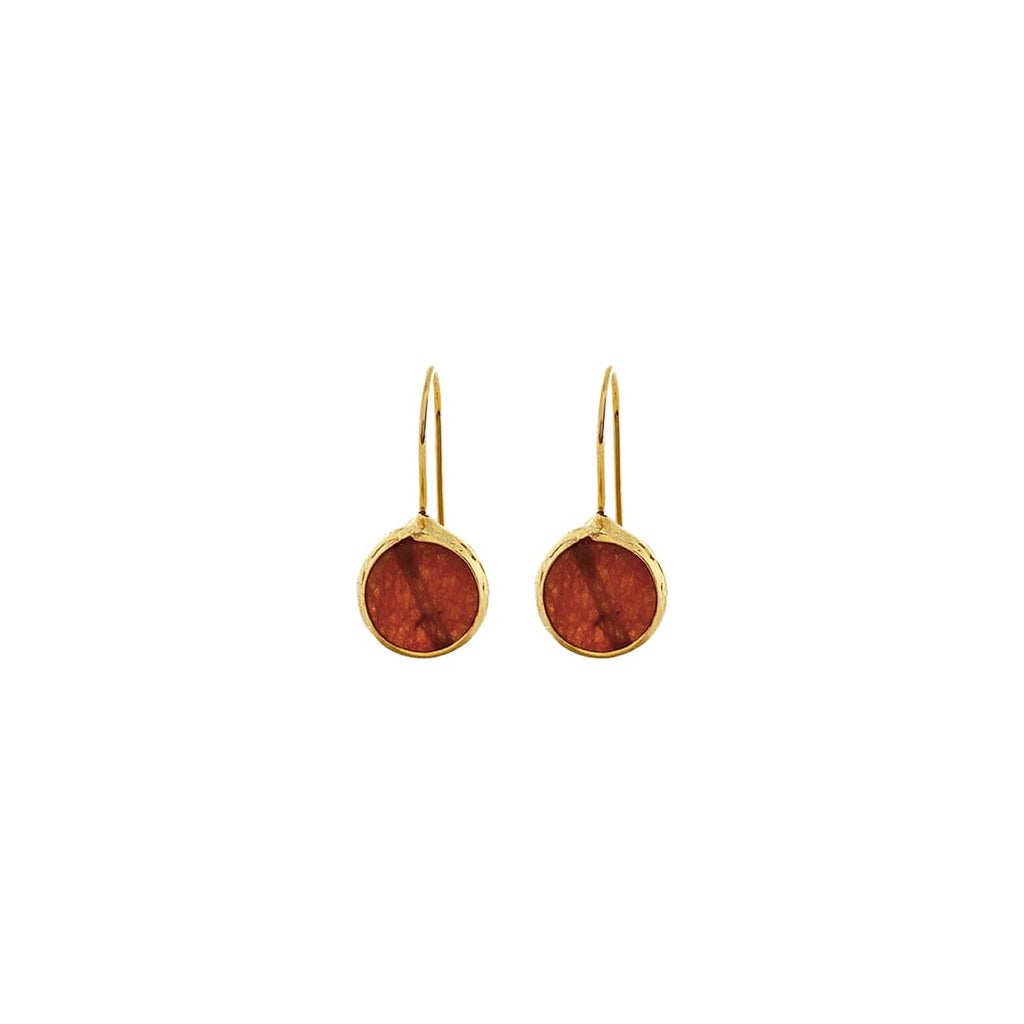 Golden Earrings w/ Brown Natural Stone