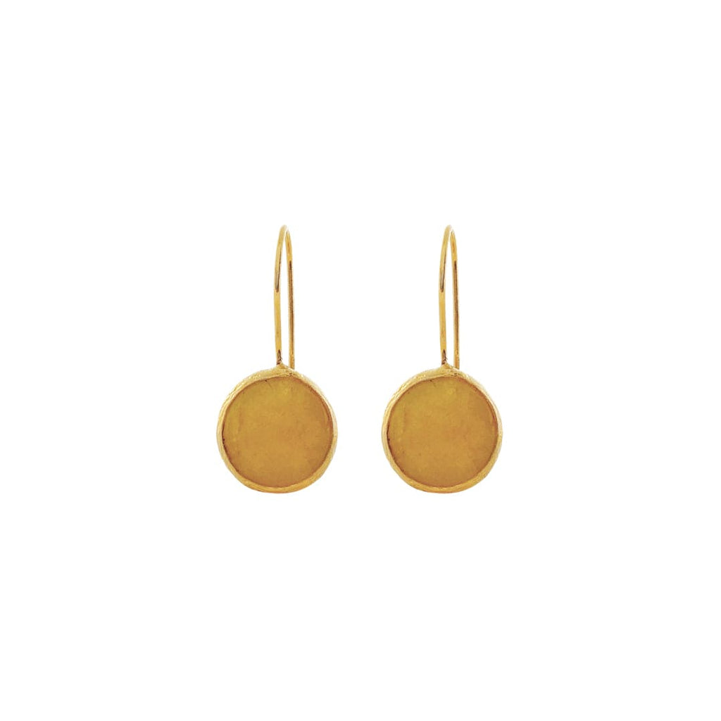 Golden Earrings w/ Yellow Natural Stone