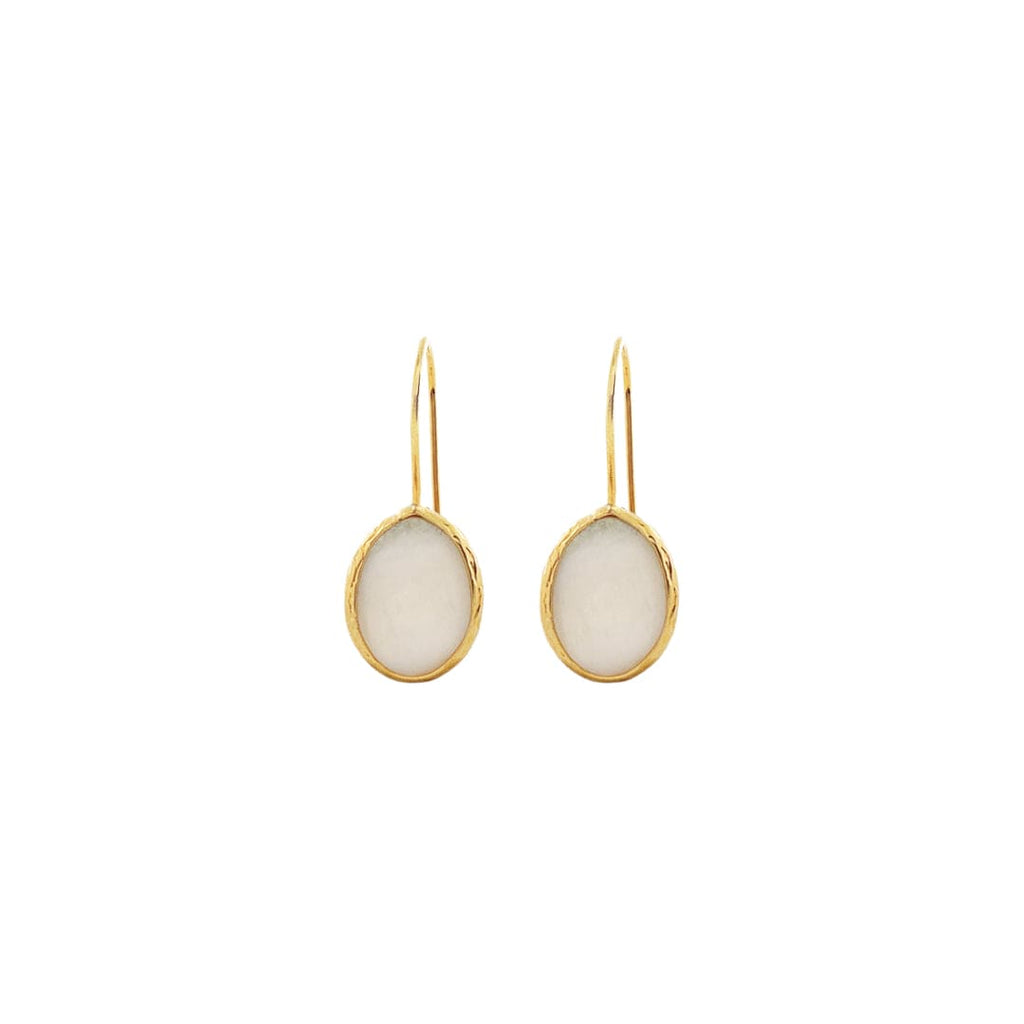 Golden Earrings w/ White Natural Stone