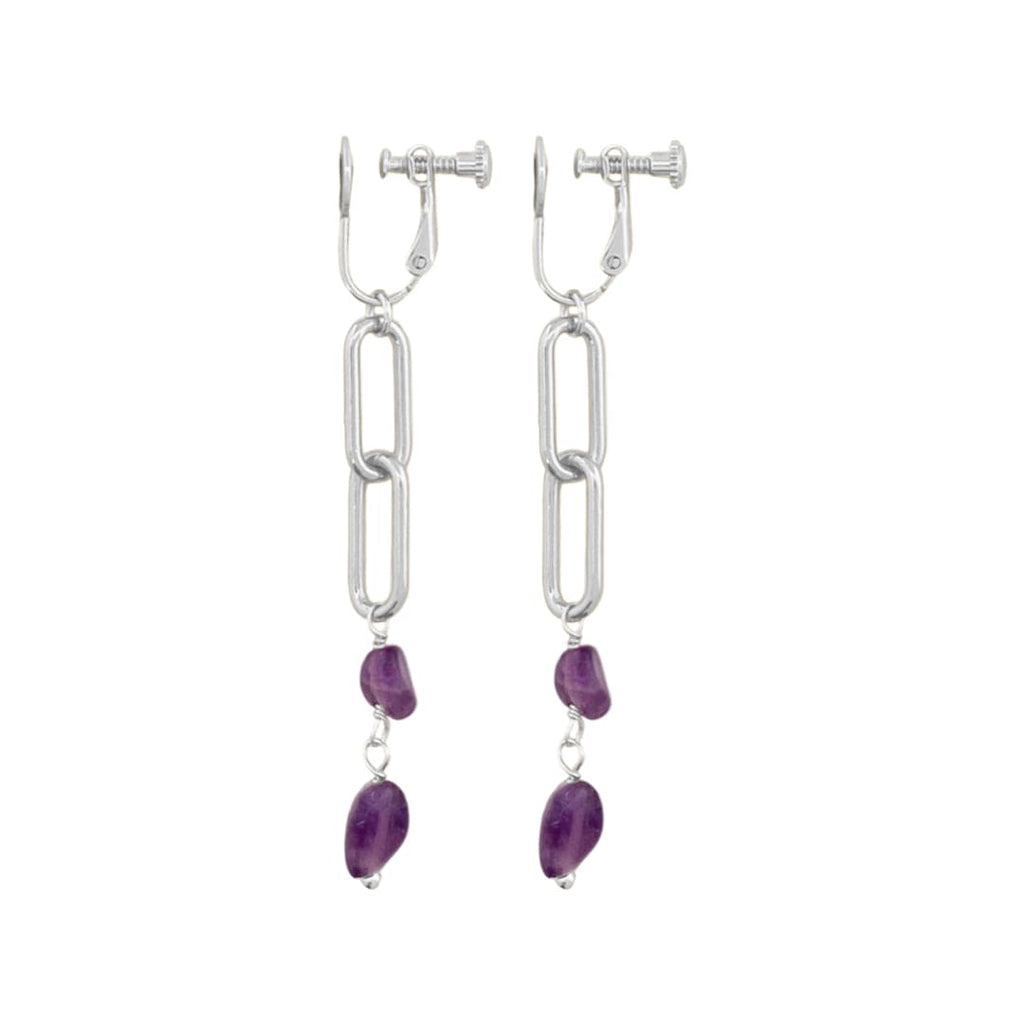 Silver Plated Earrings w/ Purple Glass Crystals