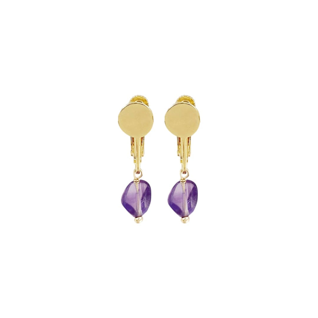 Golden Earrings w/ Purple Glass Crystal