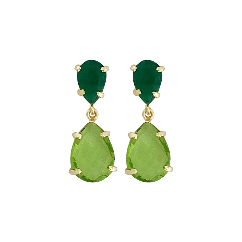 Golden Earrings w/ Peridot & Green Chalcedony