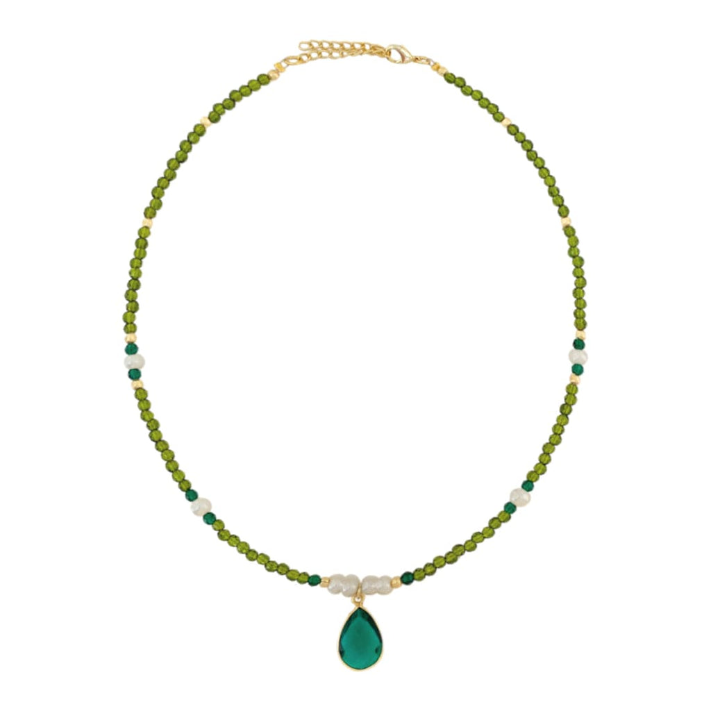 Golden Necklace w/ Green Chalcedony