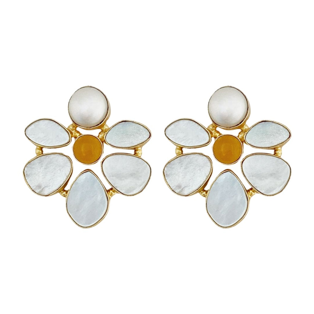 Golden Earrings w/ Mother of Pearl & Pearl