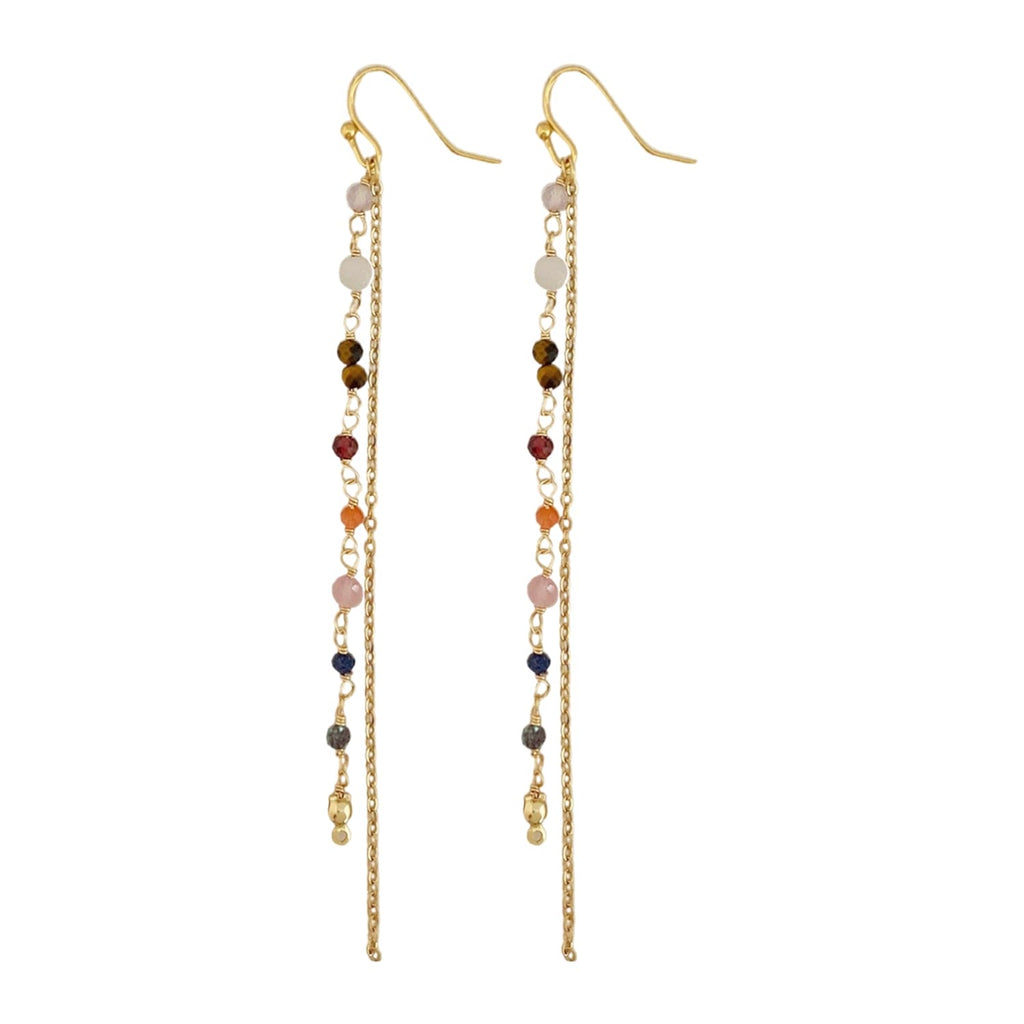 Gold Plated Earrings w/ Freshwater Pearls w/ Lapis Lazuli & Quartz