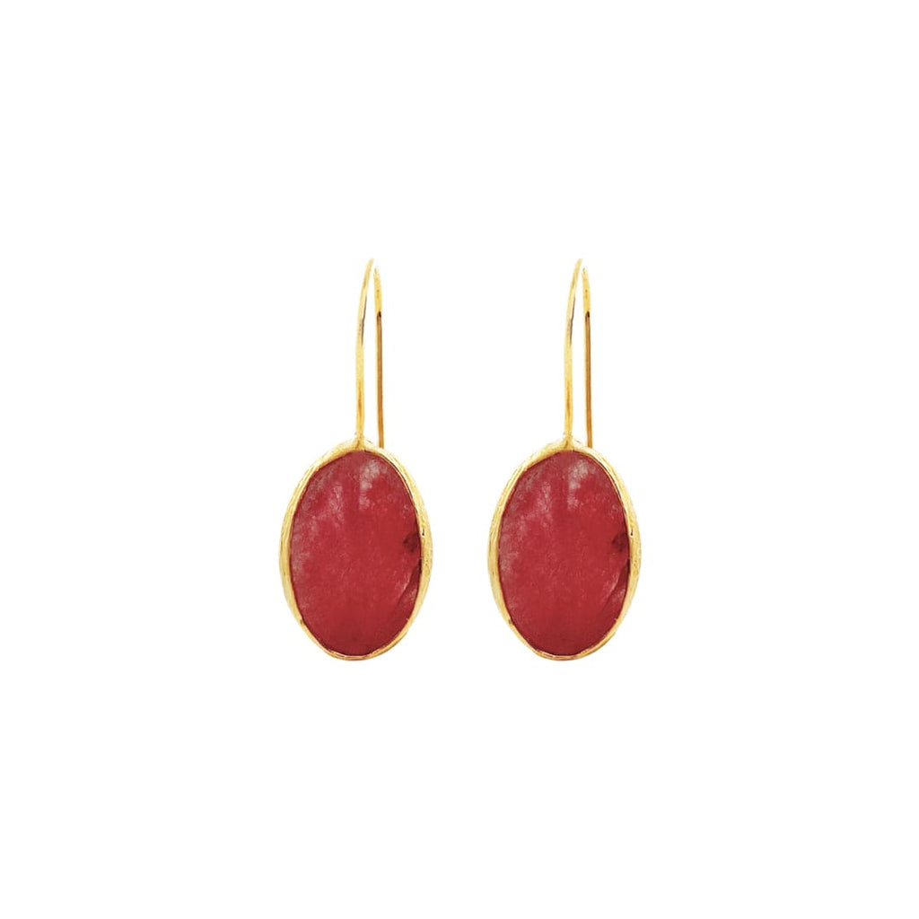 Golden Earrings w/ Pink Natural Stone