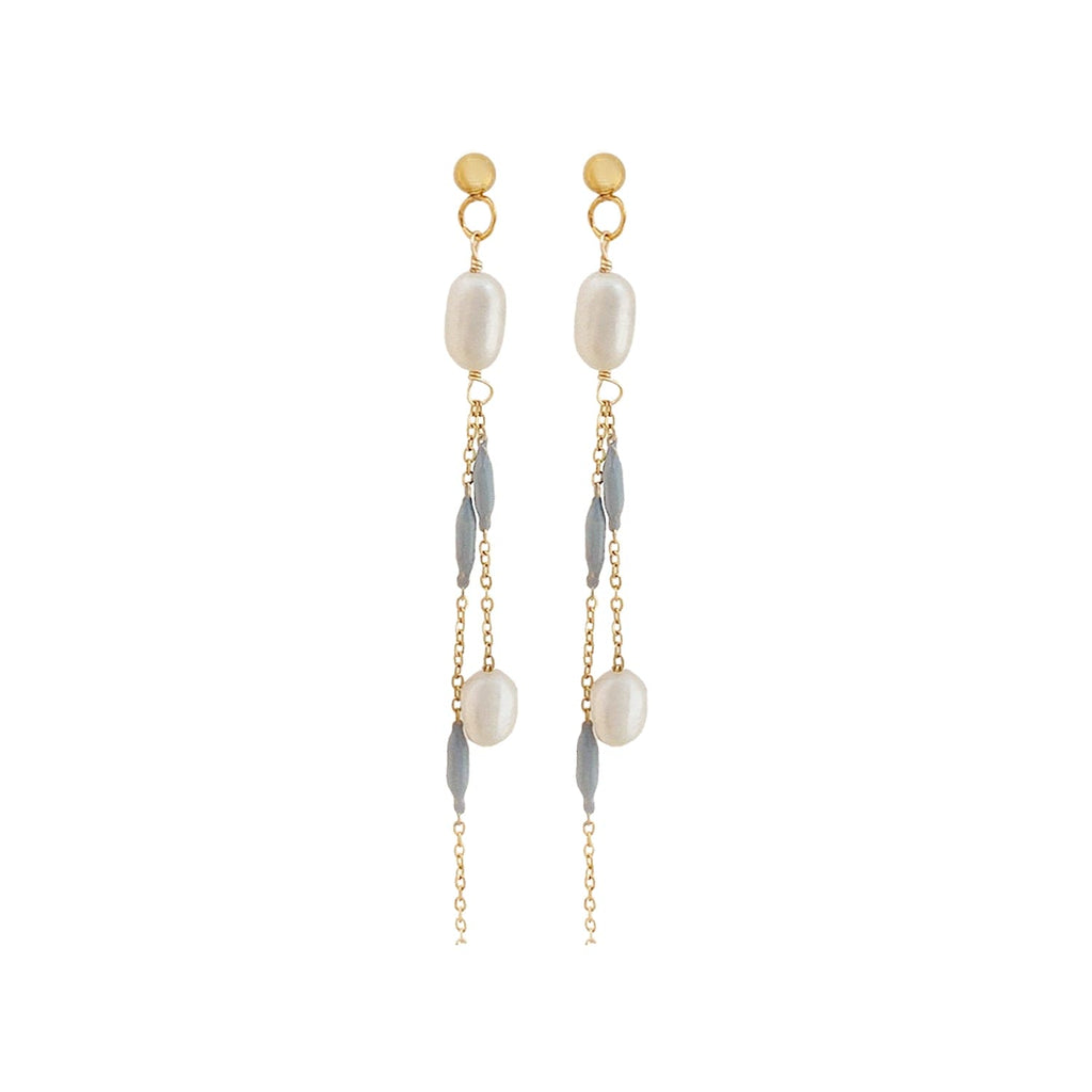Gold Plated Earrings w/ Freshwater Pearls & Glass Crystals