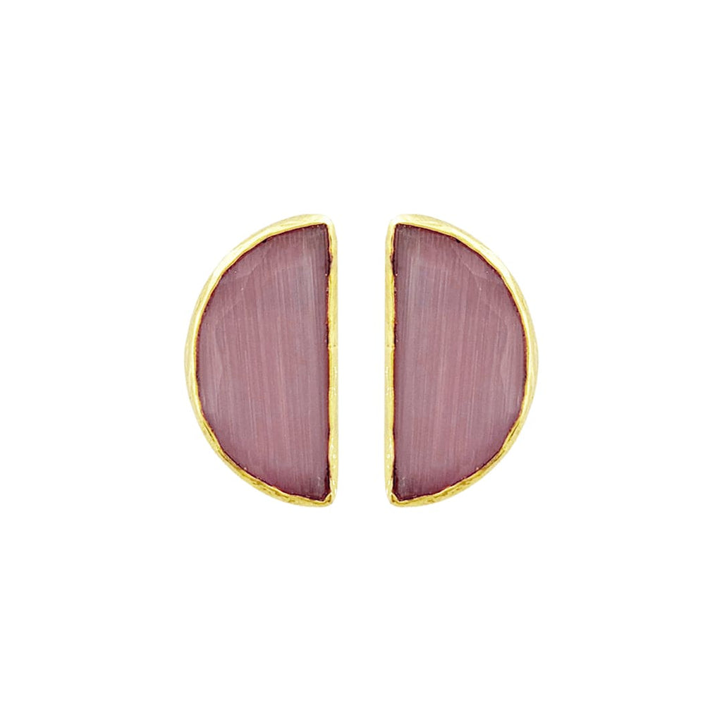 Golden Earrings w/ Antique Pink Natural Stone