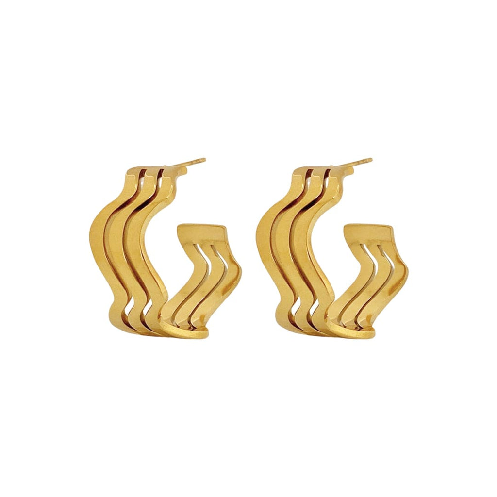 Wavy Golden Hoop Earrings