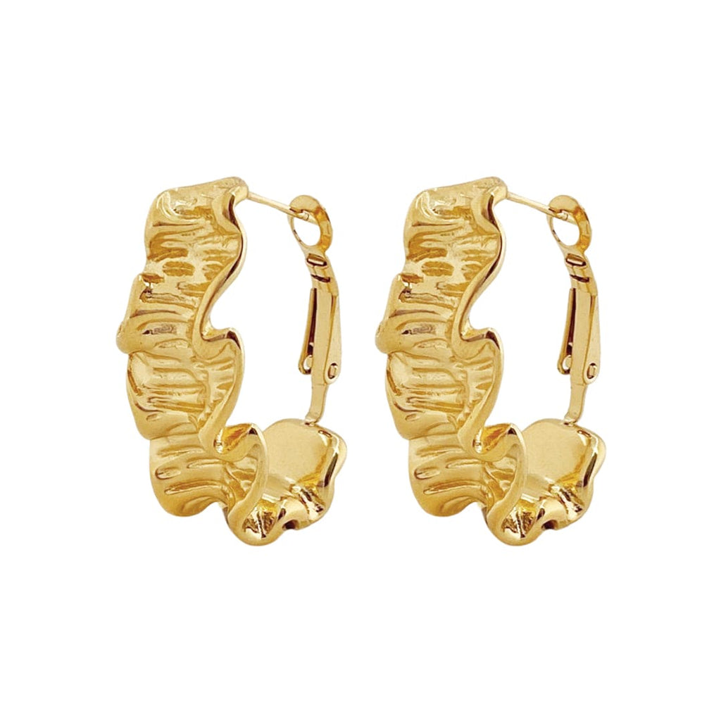 Golden Textured Statement Hoop Earrings