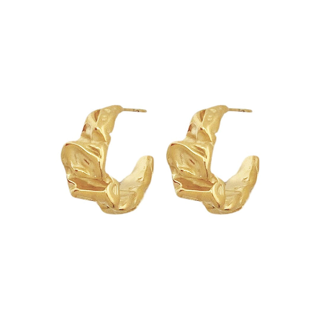 Golden Textured Statement Hoop Earrings
