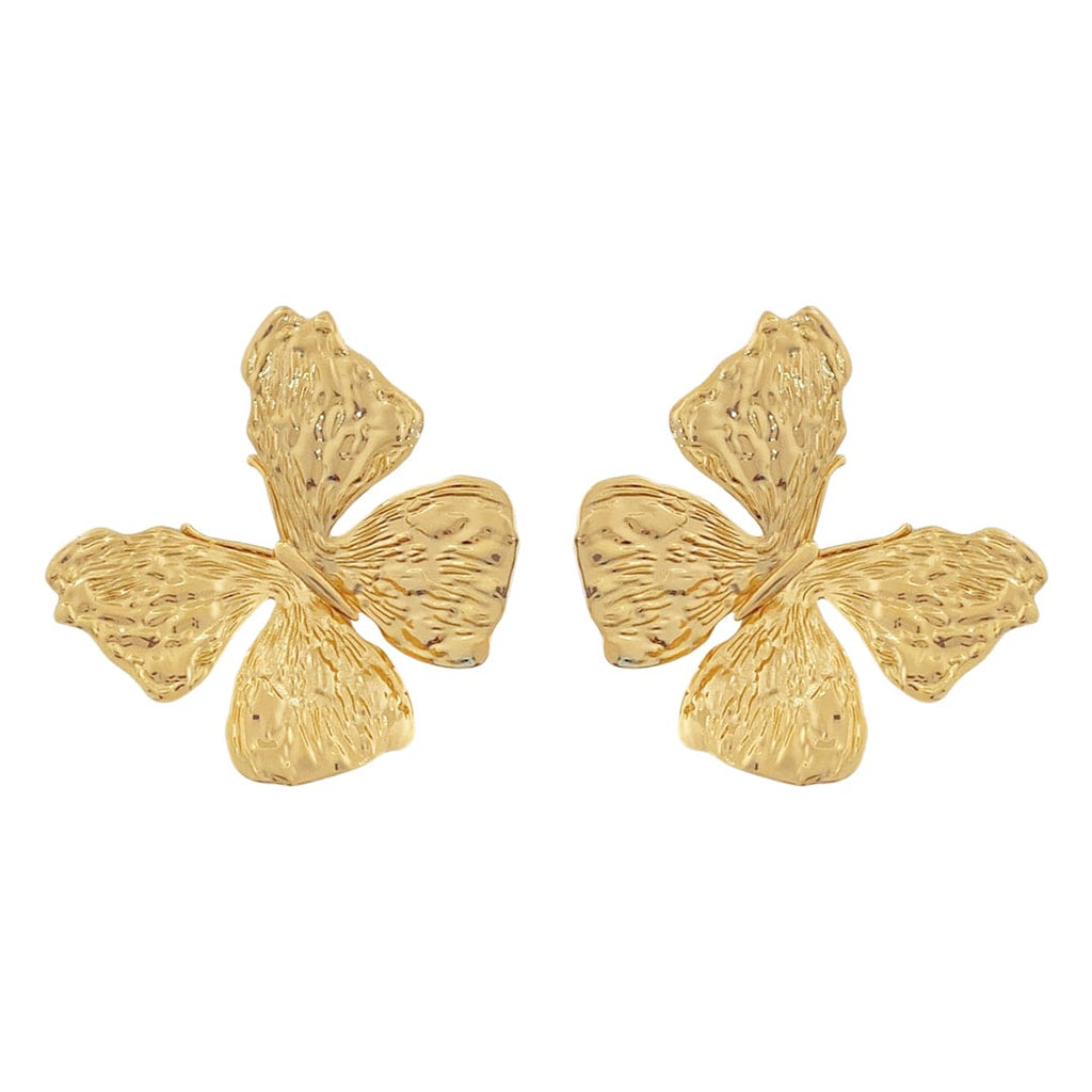 Golden Textured Butterfly Earrings
