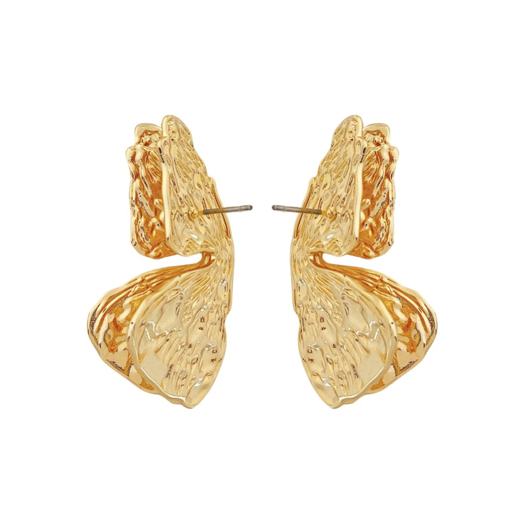 Golden Textured Butterfly Earrings