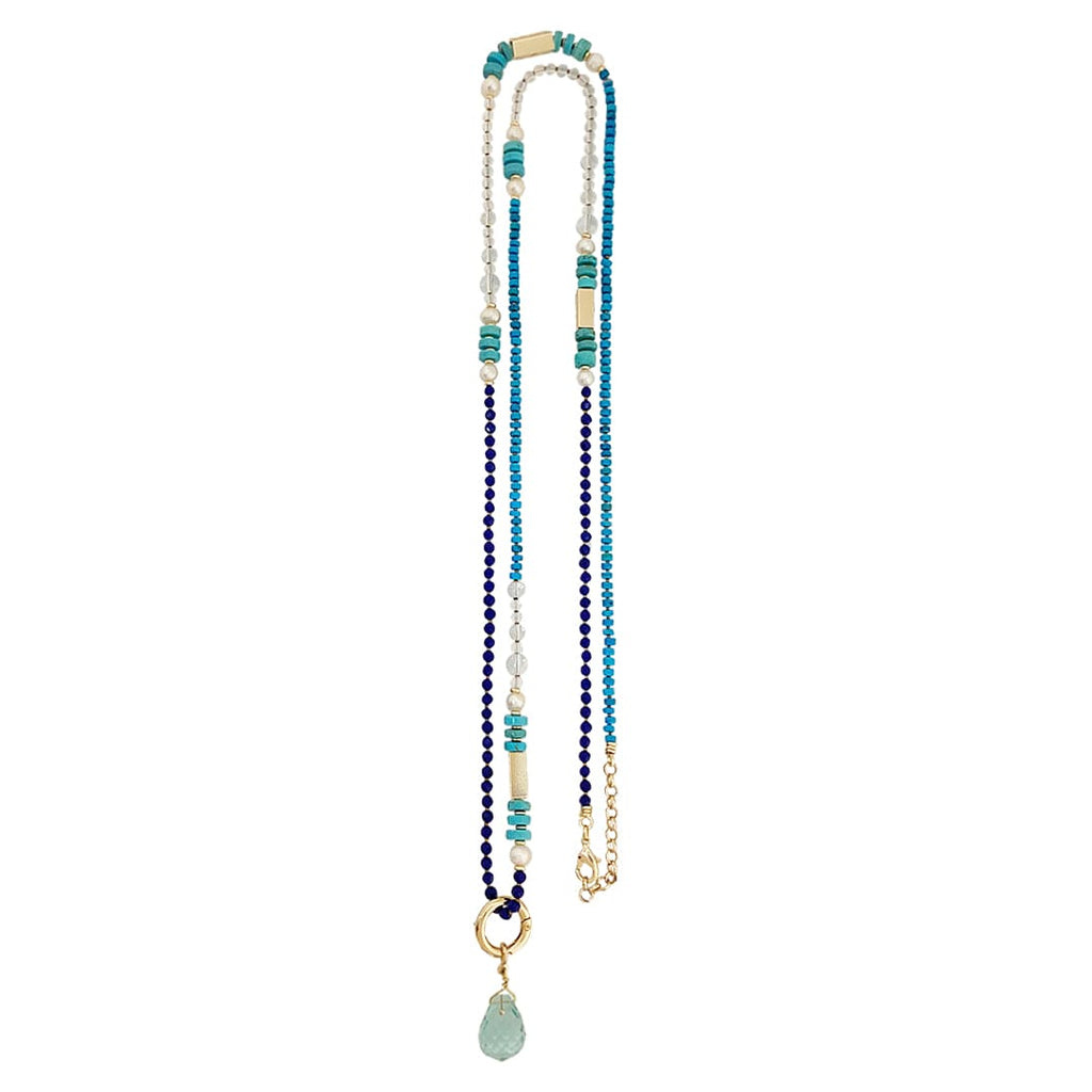 Natural Turquoise Necklace w/ Fresh Water Pearls & Glass Beads