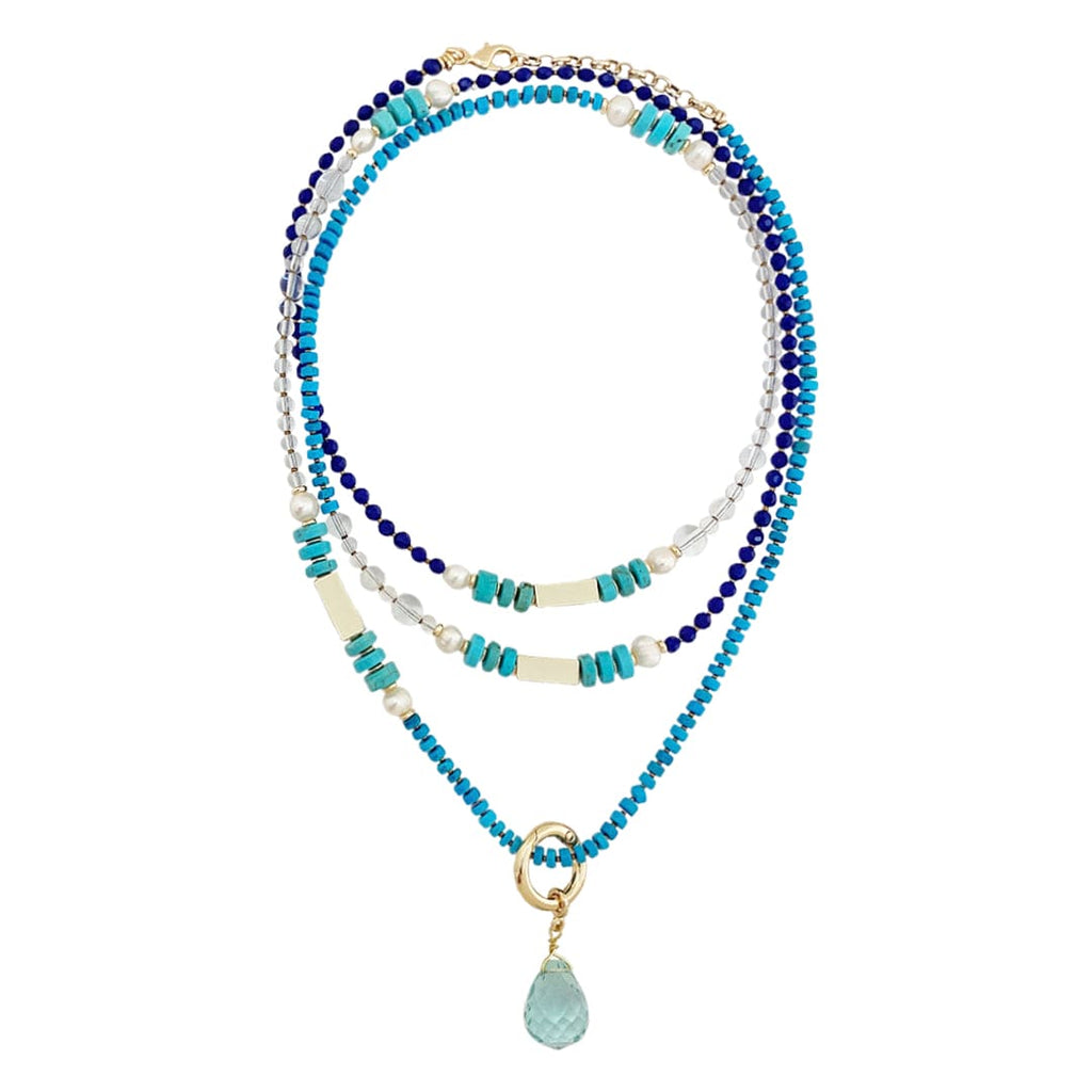 Natural Turquoise Necklace w/ Fresh Water Pearls & Glass Beads