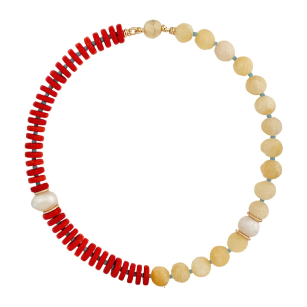 Dyed Jade Necklace w/ Natural Pearls