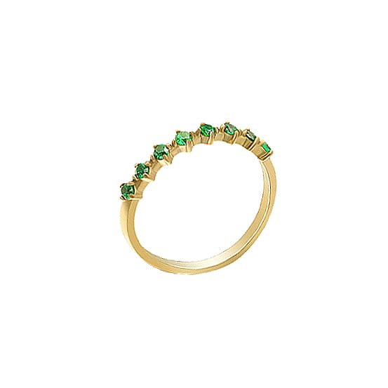 Stainless Steel Ring w/ Emerald Crystals