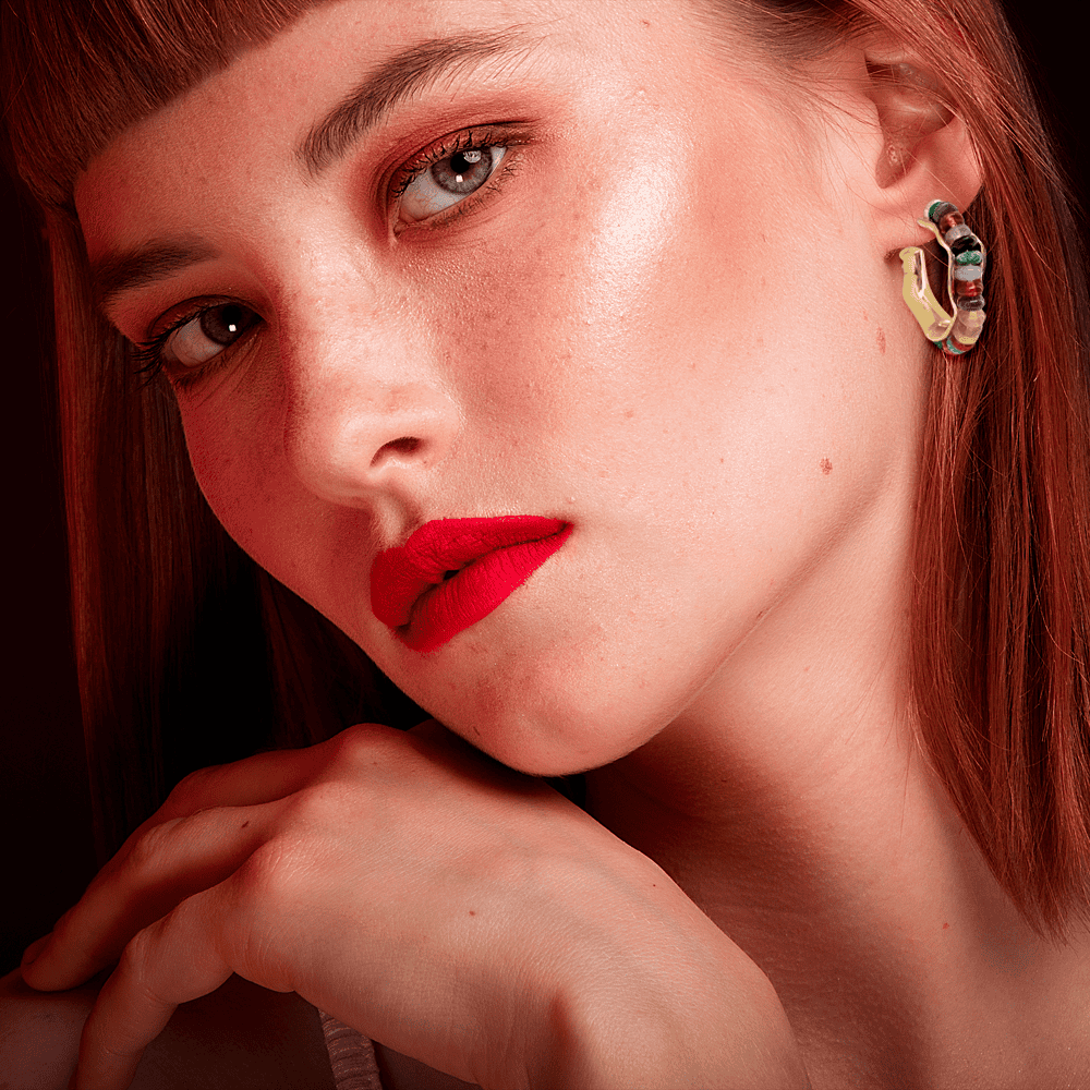 Golden Earrings w/ Dyed Jade Stone