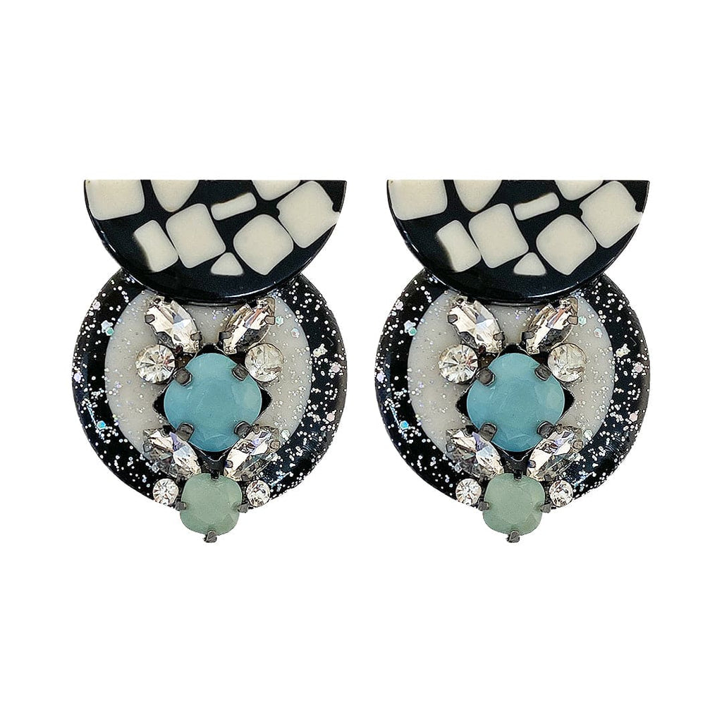 Resin Earrings w/ Crystals & Glitter
